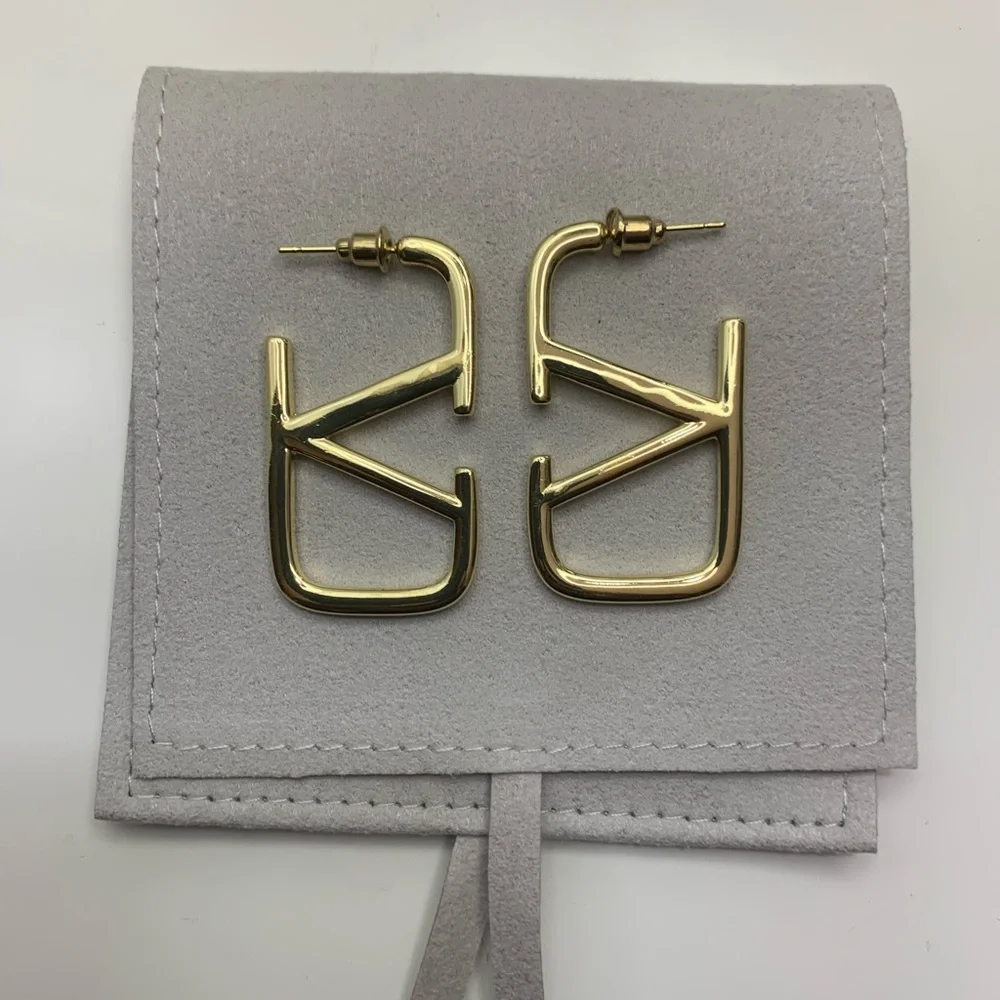 Gold V Earrings - Picture 2 of 2